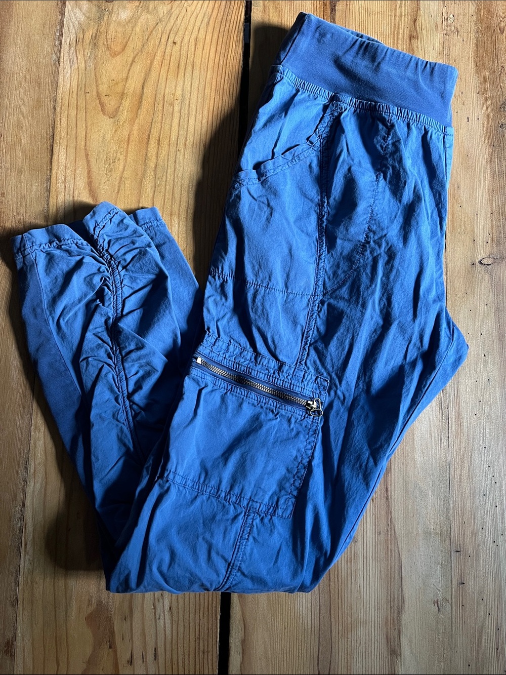 WEARABLES S Blue Ruched Leg Pants Lagenlook